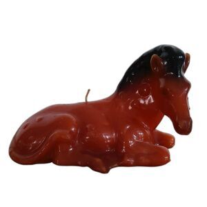 Vintage Candle Novelty Wax Candle Reclining Chestnut Quarter Horse Thoroughbred